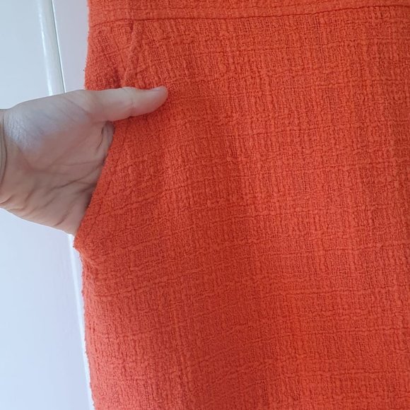 J. Crew Orange Sheath Tweed Dress with Pockets - Picture 7 of 12